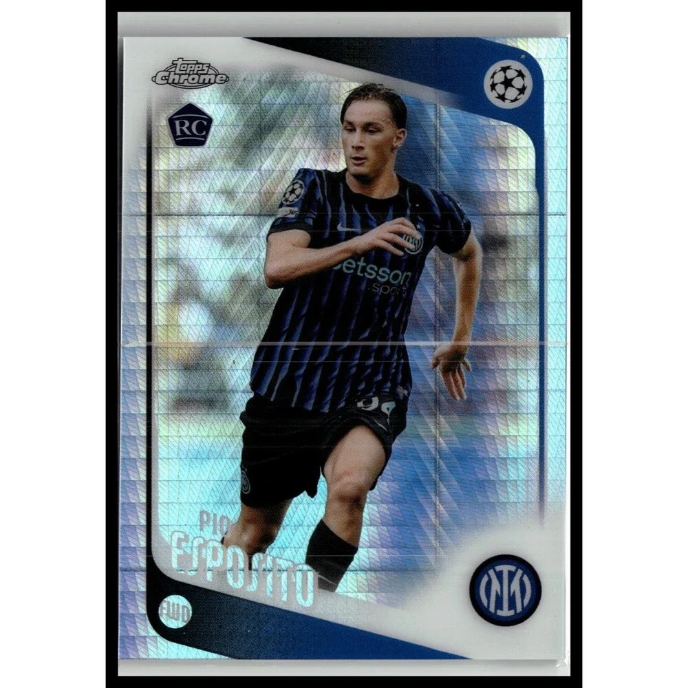 2025-26 Topps Chrome UEFA Pio Esposito #163 Inter Milan Prism Refractor Rookie
